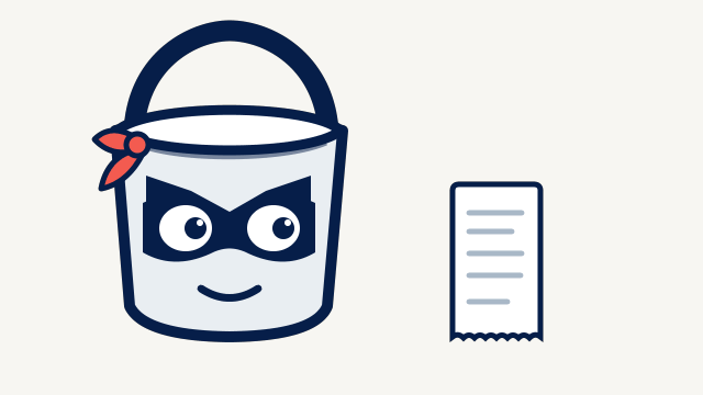 Mystery Slopper, a bucket character in a navy eye mask and coral bandana, ready to check the facts